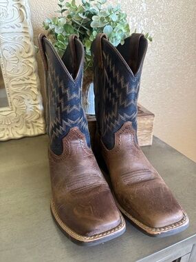 Boys Ariat Brown Leather Western Cowboy Boots